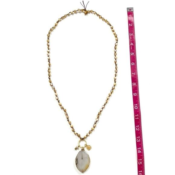 Beaded Necklace with Stone Pendant - Picture 10 of 10